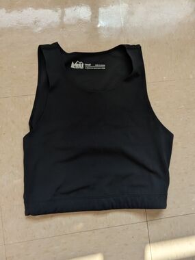 REI Take Your Time Women's Black Crop Tank Top/Sports Bra